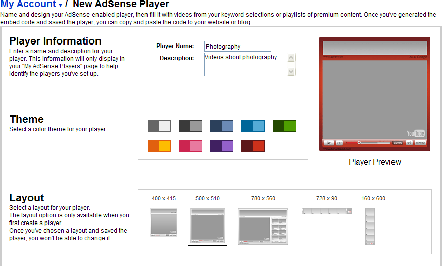 The first step is to configure the appearance of your player