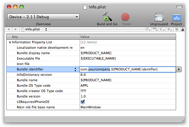 Editing the App ID in Info.plist