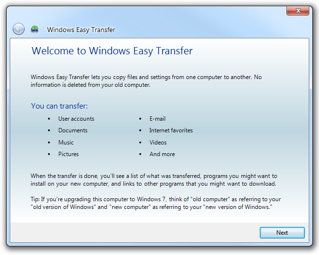 Use Windows Easy Transfer to migrate your Windows XP settings to Windows 7