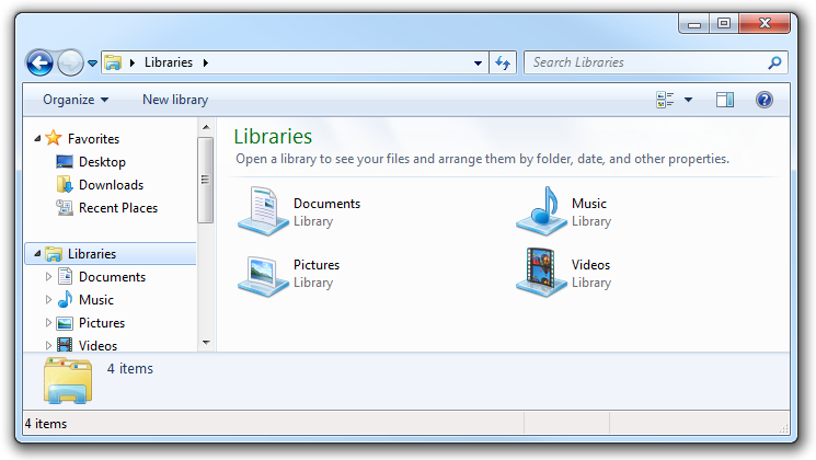 The Libraries in Windows Explorer