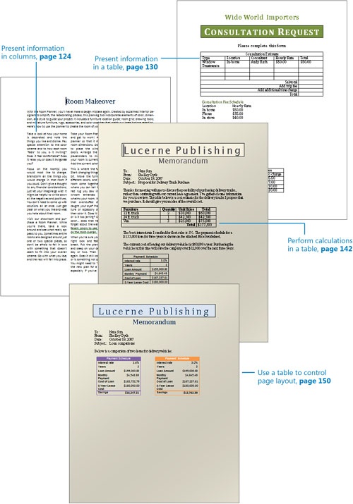 Presenting Information in Columns and Tables