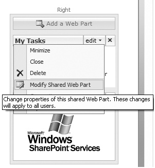 Modifying Web Parts from SharePoint - Programming Excel® Services [Book]
