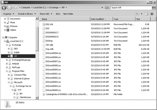 Files for a mailbox database.