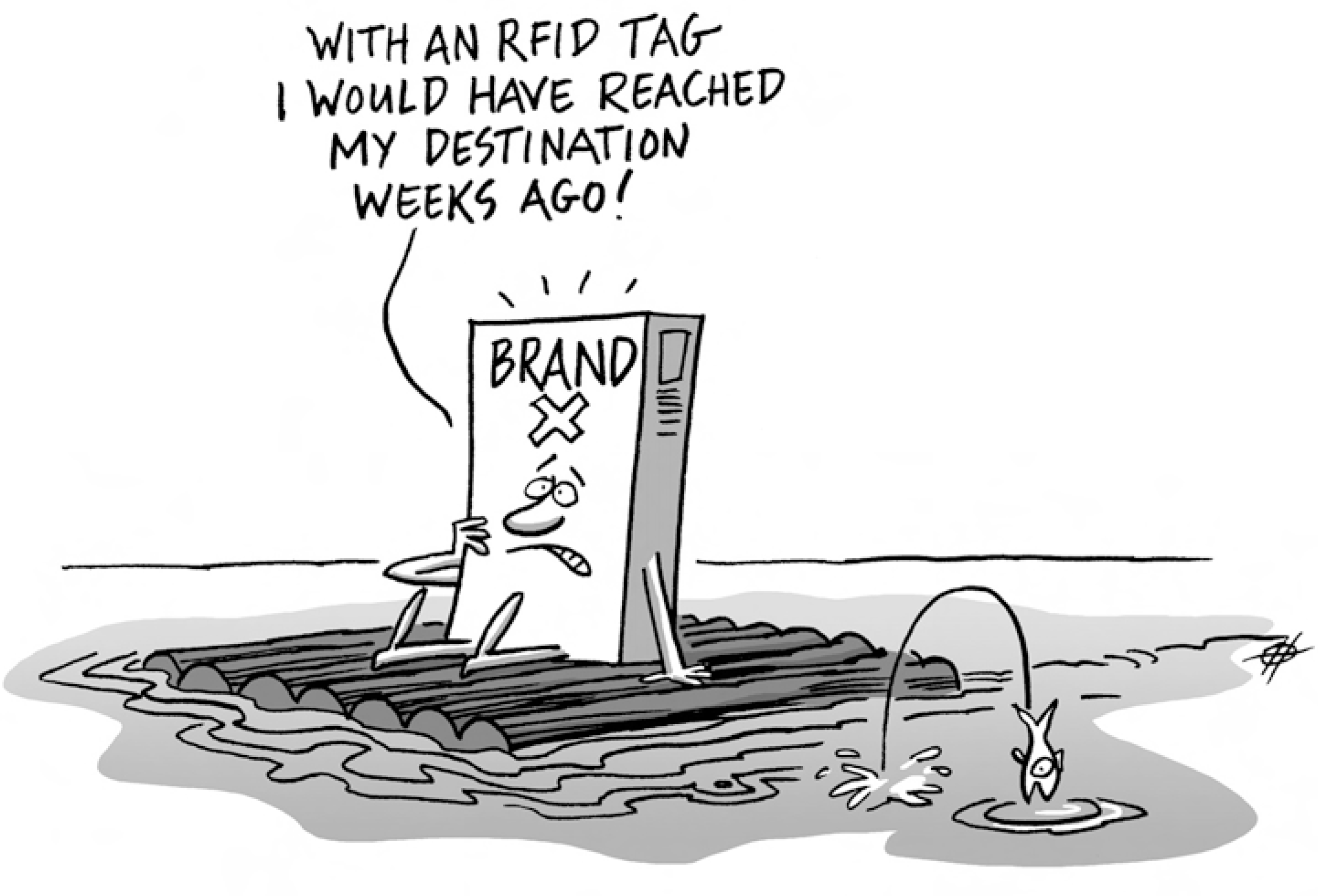 A cartoon illustration depicts Information technology trends in the retail value chain.