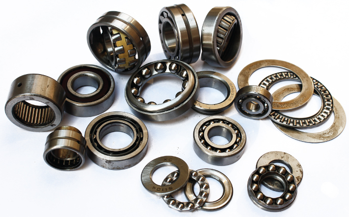 Photo displaying various rolling contact bearings.