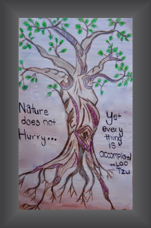 Artwork of a tree in a frame.