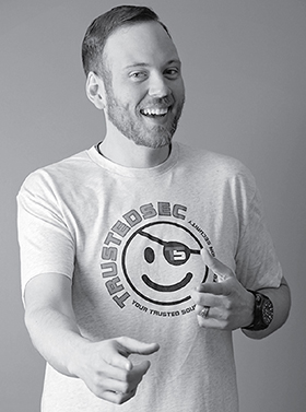 Closeup image of the founder of TrustedSec, Binary Defense, and DerbyCon "David Kennedy."