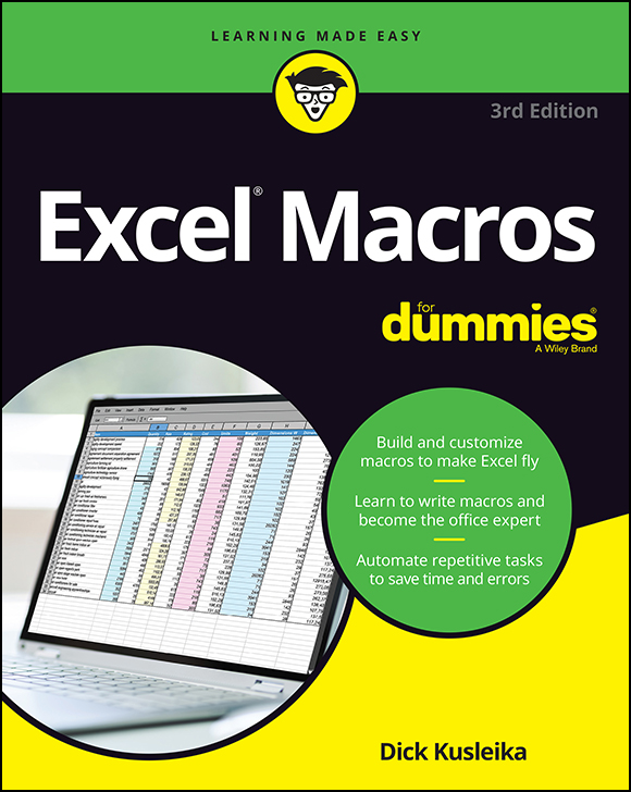 Cover: Excel Macros For Dummies, 3rd Edition by Dick Kusleika