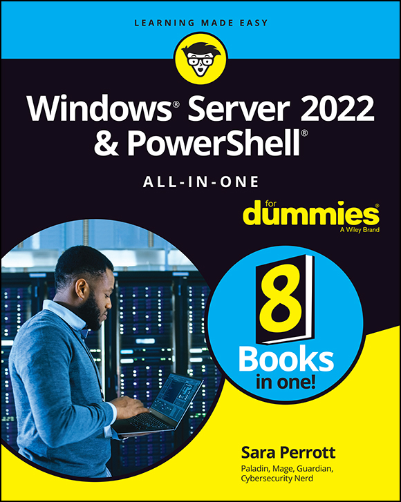Cover: Windows Server 2022 & PowerShell All-in-One For Dummies by Sara Perrott