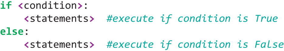 The general format for a binary selection in Python.