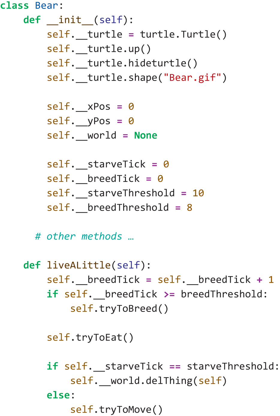 A code presents how to Modify the live A Little method to use instance variables for the number of time units. 