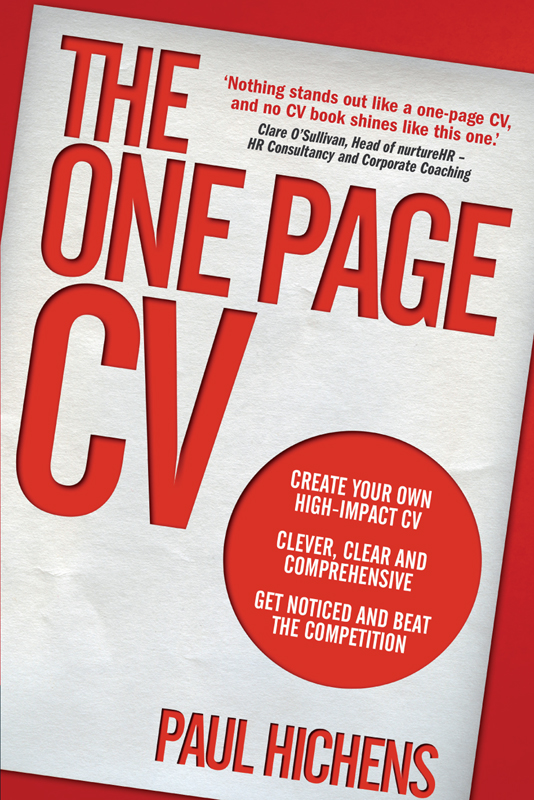 The One Page CV