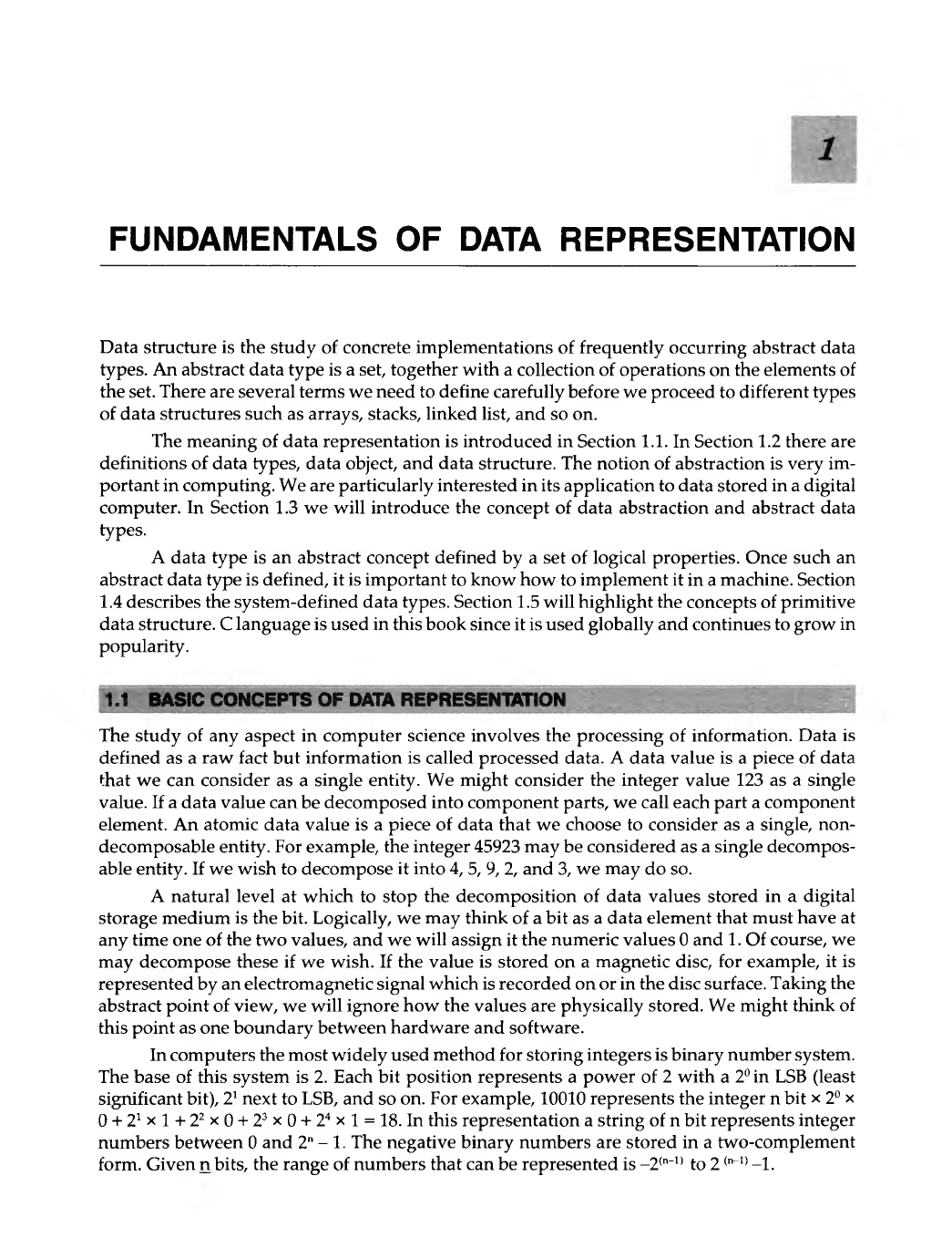 Chapter 1: Fundamentals of Data Representation - Data Structures Using ...