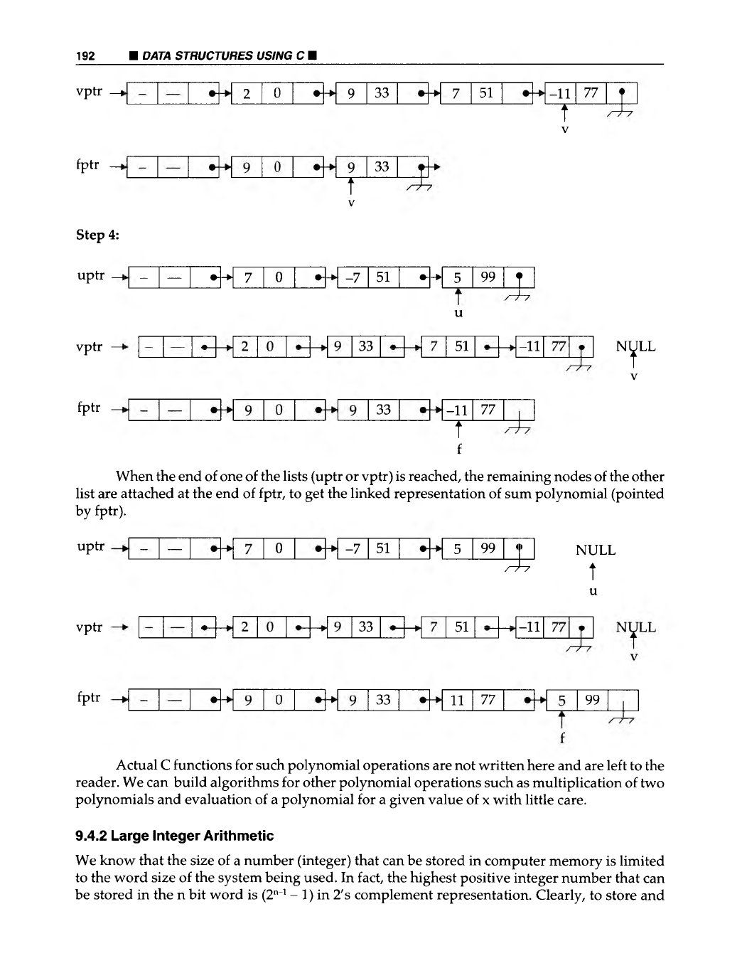 Integer Data Structure 9.4.2 Large Integer Arithmetic (1/2) - Data Structures Using C by ...