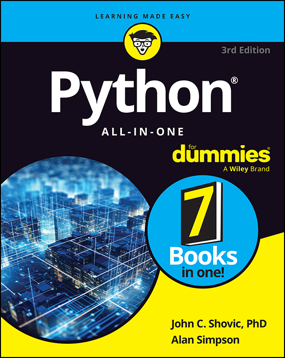 Cover: Python All-in-One For Dummies, 3rd Edition by John C. Shovic and Alan Simpson