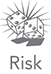 Two dice colliding signifies risk.