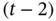 left-parenthesis t minus 2 right-parenthesis