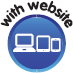 A circular symbol with device icons in it and the text with website on top.