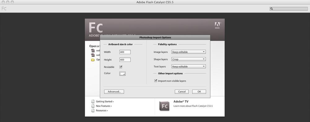 The Import PSD dialog box