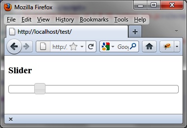 A slider in the HTML page