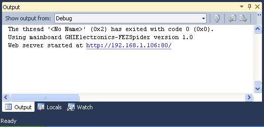 IP Address in the Output Window