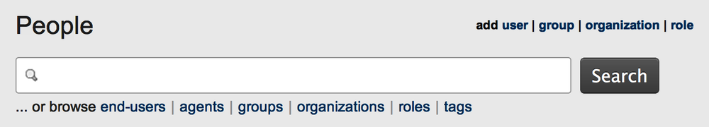 User management functions on People administration page