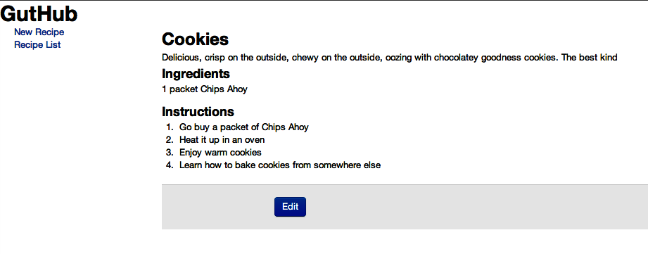 GutHub: A simple recipe management application