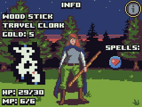 When you pause the game you get a world map, stats, and can see your character.