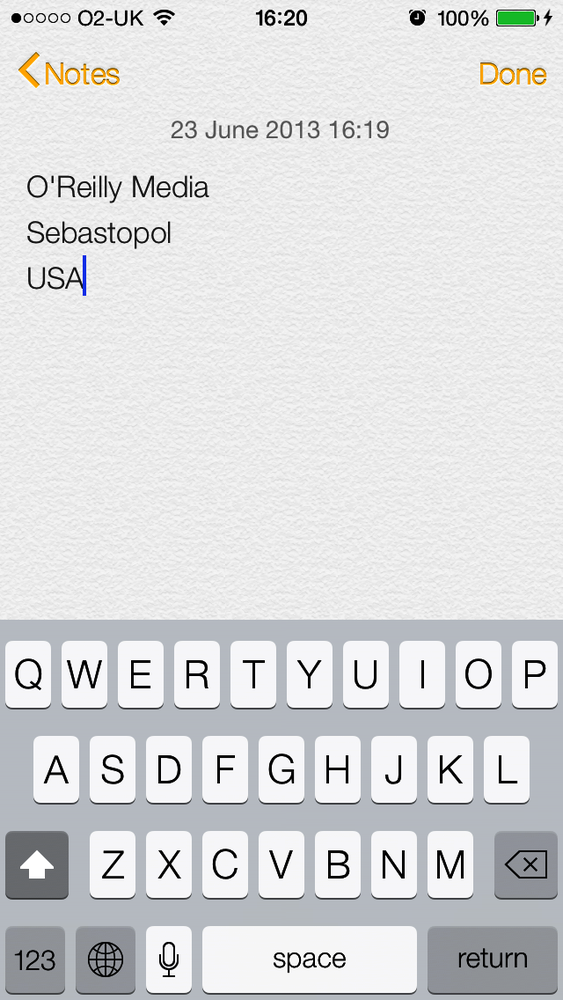 The Notes app on the iPhone uses a text view to render text