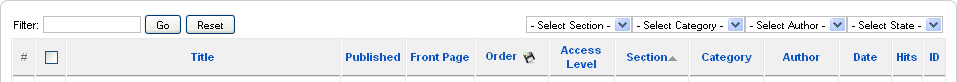Article Manager filters for viewing articles