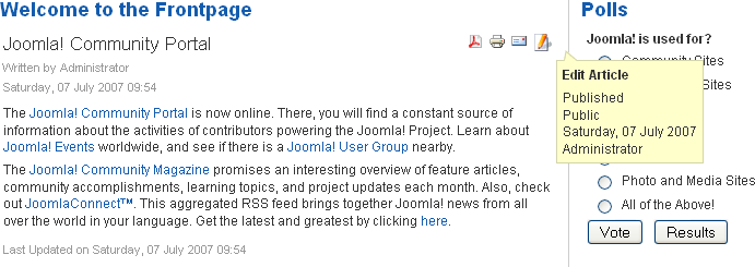 Editing an article on the frontend