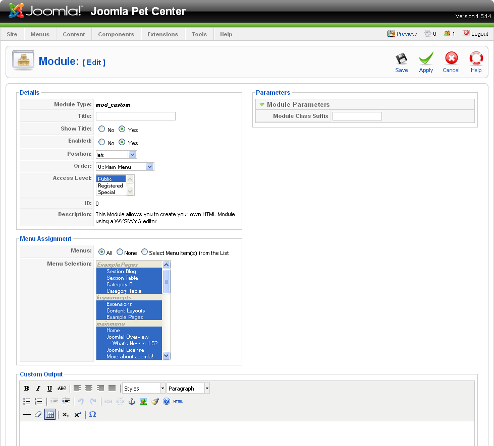Creating a new custom HTML module
