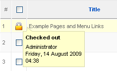 Checked-out article in Article Manager