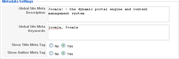 Metadata in Article Settings