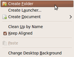 Right-clicking the desktop brings up this context menu