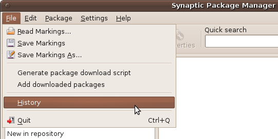 The File menu options