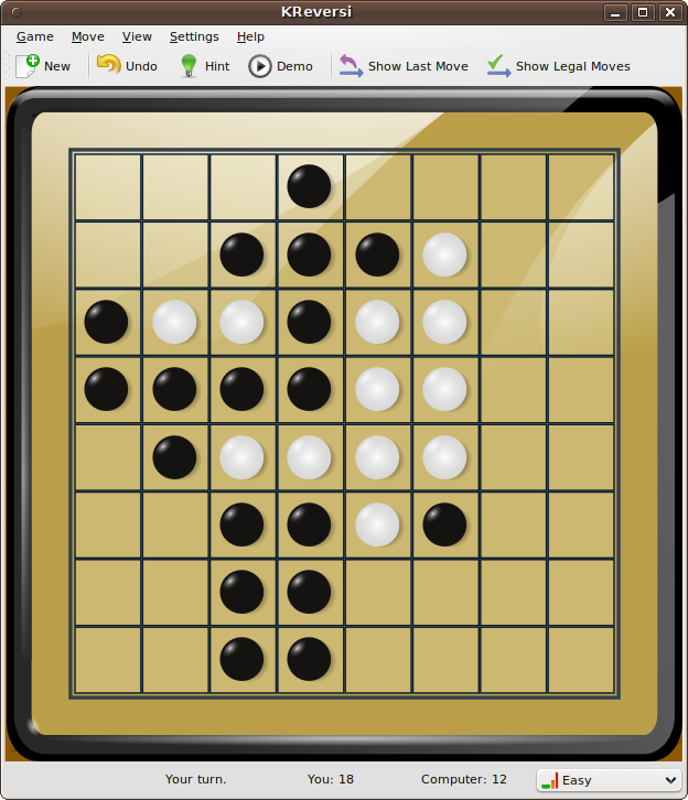 KReversi, a game from the KDE Games pack