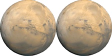Two images of Mars combined side by side