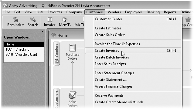 Switching Between Open Windows - QuickBooks 2011: The Missing Manual [Book]