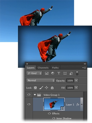 To add a darkened-edge vignette effect to a video clip, apply an Inner Shadow layer style. (Any layer styles you add apply to the whole the video clip—you can’t adjust their duration.)As you can see here, a well-placed layer style can make quite a difference!