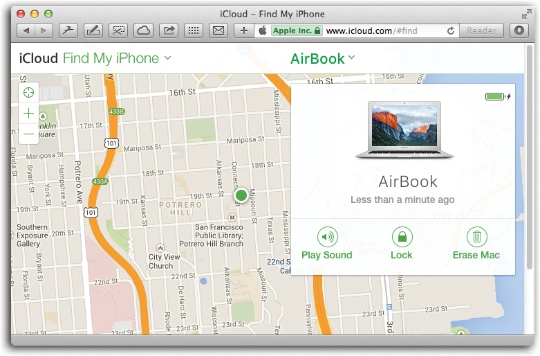 The location process can take a couple of minutes. You can zoom into or out of the map, click Satellite to see an overhead photo of the area, or click Hybrid to see the photo with street names superimposed.The big green dot indicates that one of your Apple gadgets isn’t as lost as you thought.