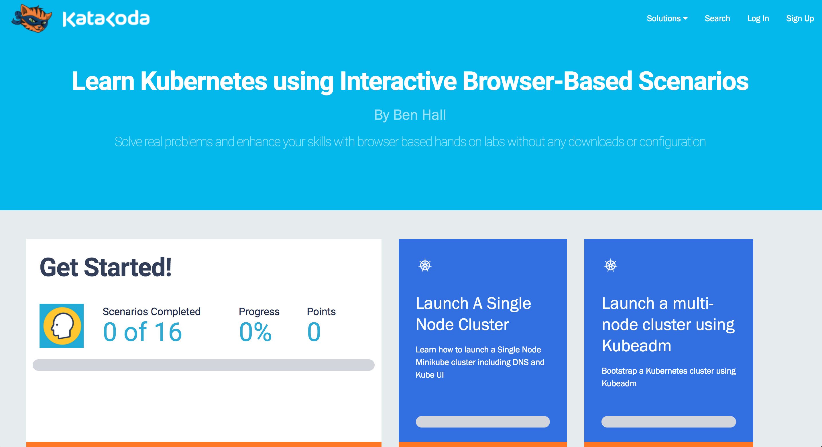 Katacoda Kubernetes scenarios.