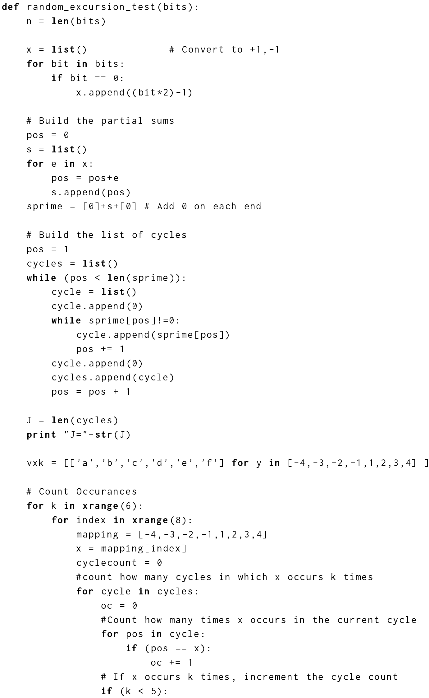 Random 18 10.9.3 Random Excursion Test Example Code - Random Number Generators ...