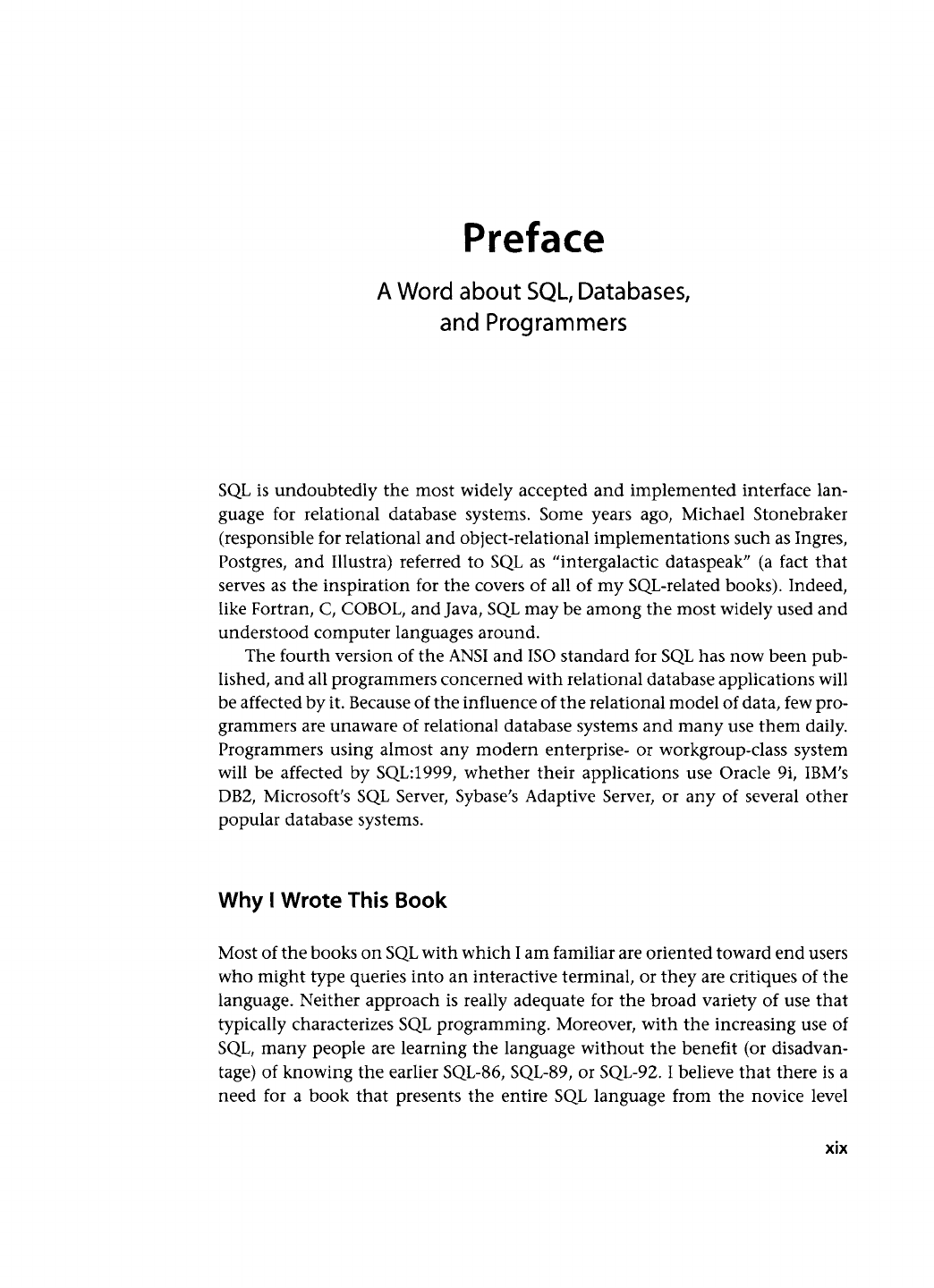 Preface (1/2) - Advanced SQL:1999 [Book]