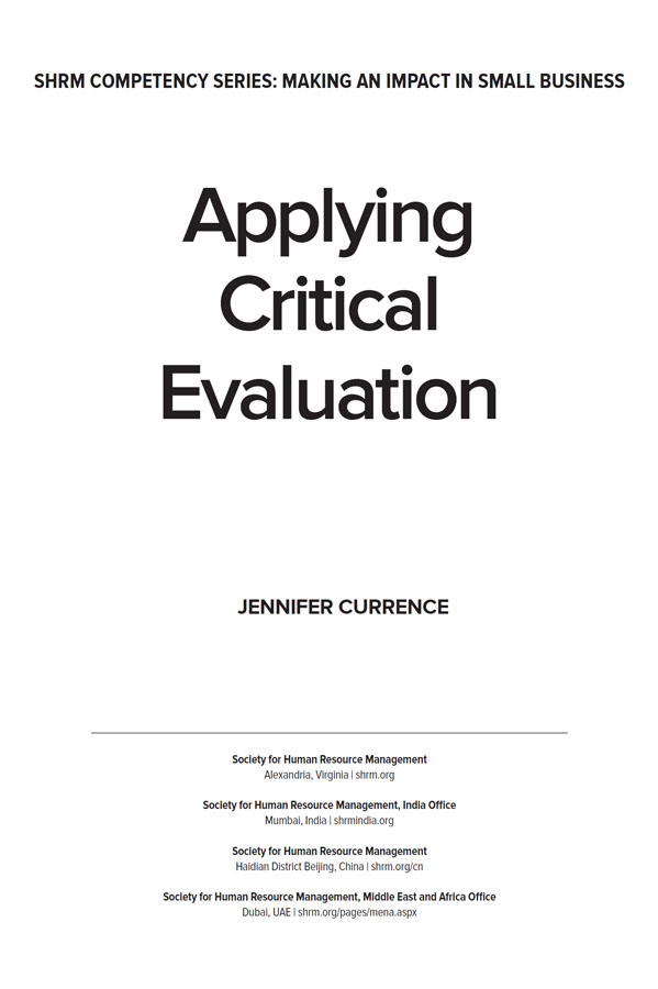 Book Title of Applying Critical Evaluation