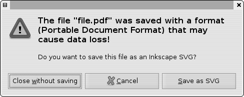 Data format warning: You are trying to close a non-SVG document.