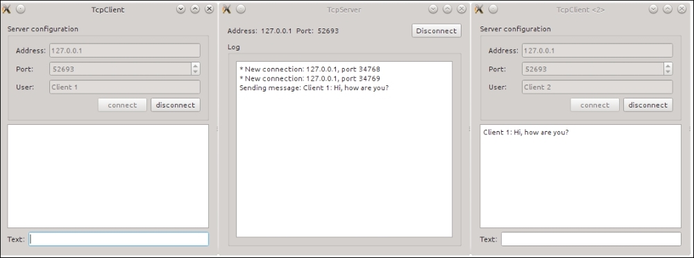 Time for action – realizing a simple chat program