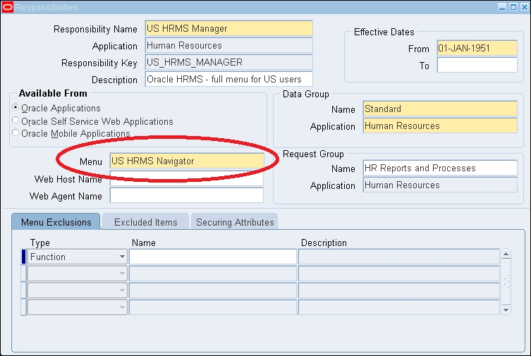 Menu in Oracle apps