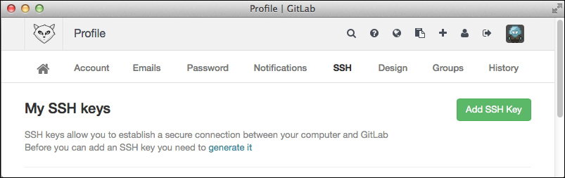Adding your SSH key to GitLab - Gitlab Cookbook [Book]
