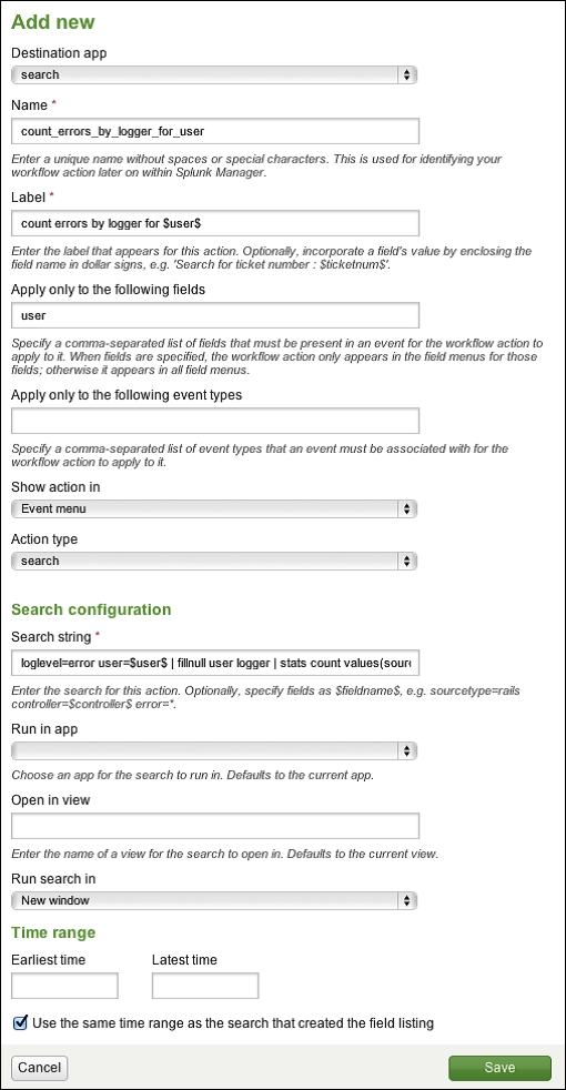 Creating workflow actions - Implementing Splunk (Update) [Book]